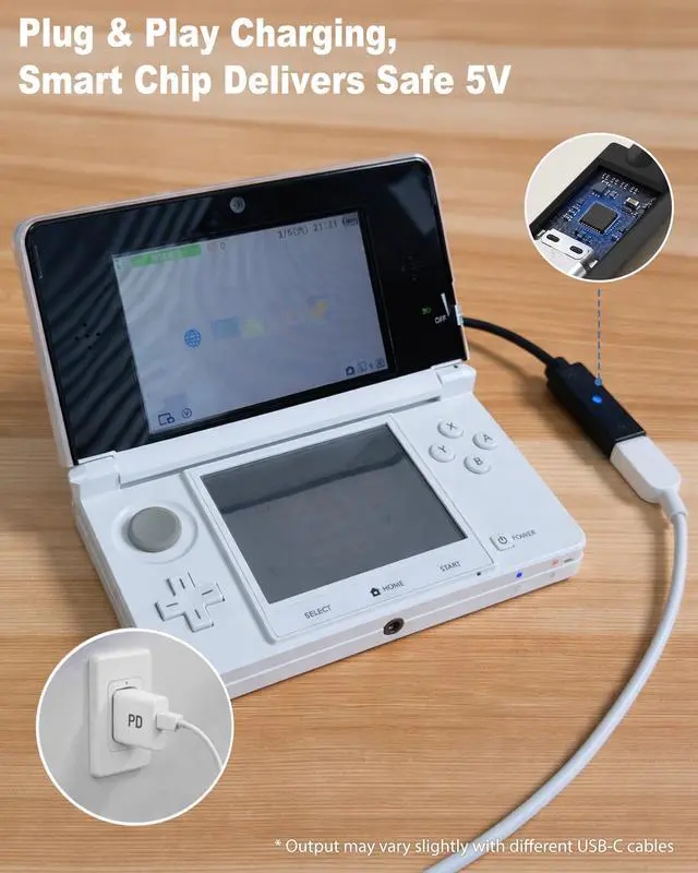 Alt view image 4 of 7 - USB-C to 3DS Charger Cable for Nintendo 3DS / 2DS / DSi USB-C Female Input Supports 5V PD & Standard USB-C Chargers