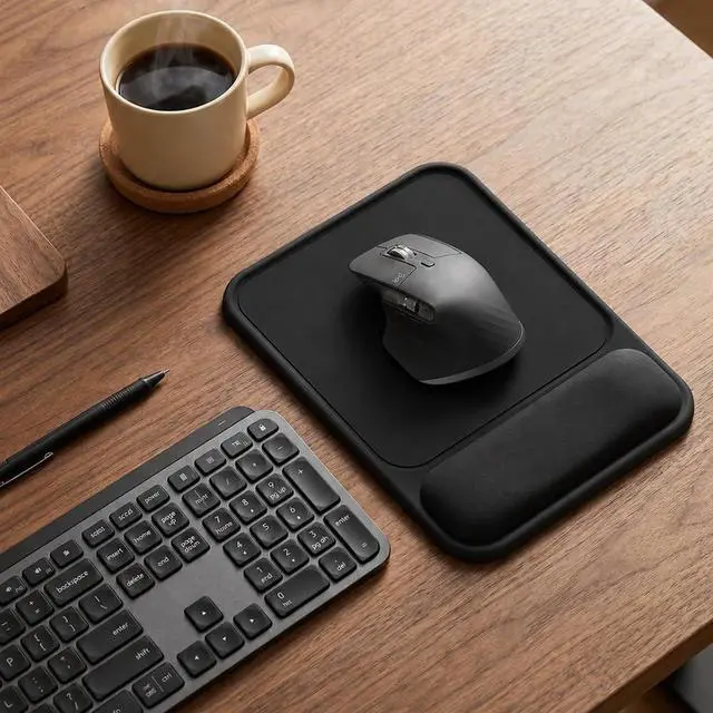 Alt view image 2 of 7 - Gel Mouse Pad with Wrist Rest, Ergonomic Mousepad with Wrist Support, Ergo Desk Mat, Non-Slip Base, Smooth Surface for Office Laptop Computer (00Black)