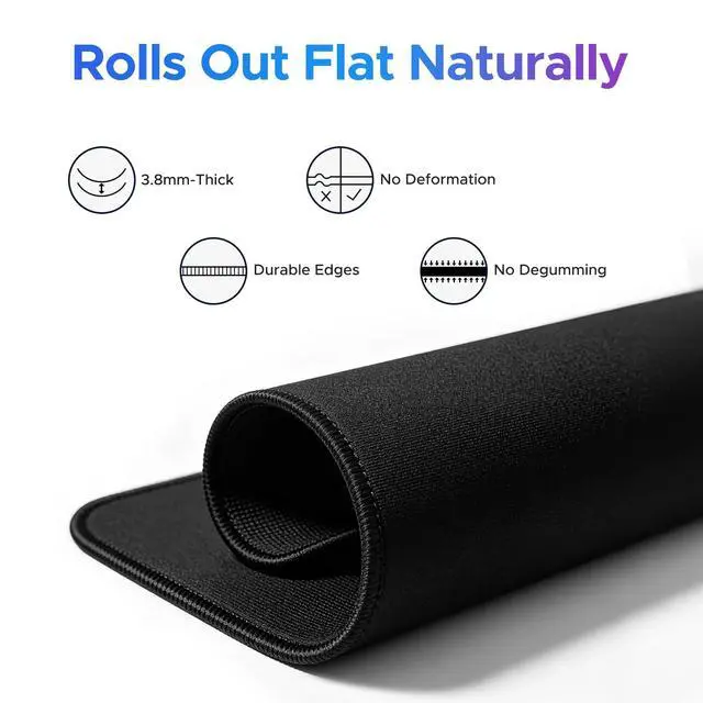 Alt view image 2 of 7 - Mouse Pad with Stitched Edge, Non-Slip Rubber Base, Comfortable Cloth, Washable Mousepad for Gaming, Computers, Laptop, Office, Work, Home, 11.5 x 9 inch, Black