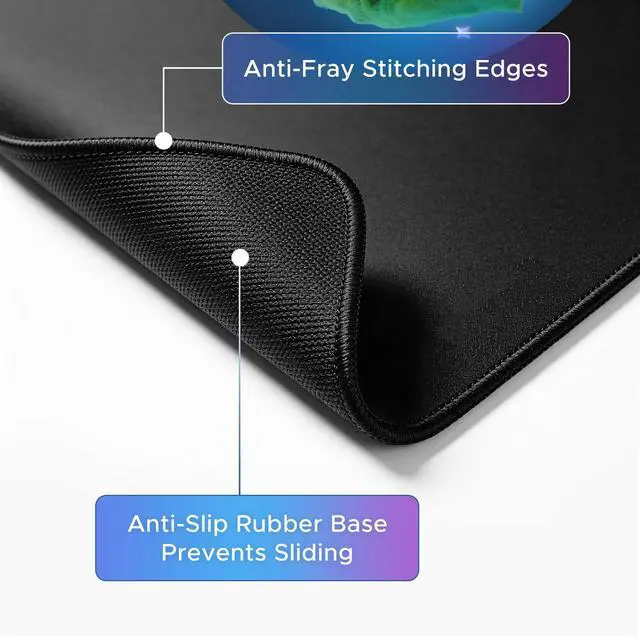 Alt view image 3 of 7 - Mouse Pad with Stitched Edge, Non-Slip Rubber Base, Comfortable Cloth, Washable Mousepad for Gaming, Computers, Laptop, Office, Work, Home, 11.5 x 9 inch, Black