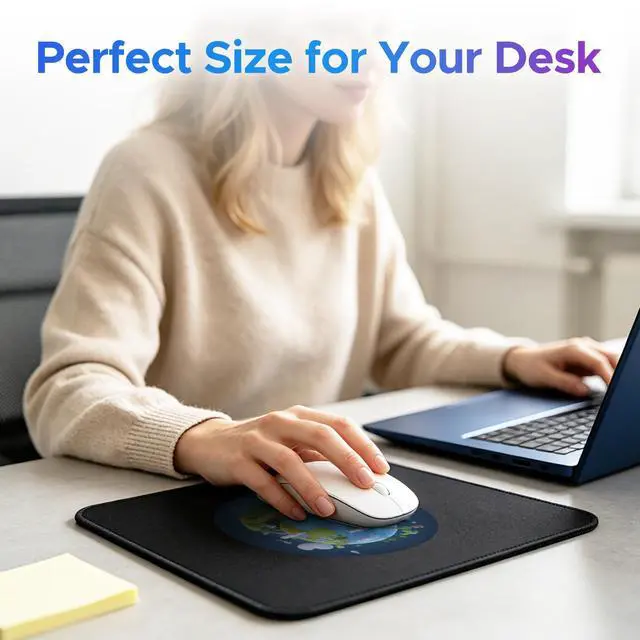 Alt view image 5 of 7 - Mouse Pad with Stitched Edge, Non-Slip Rubber Base, Comfortable Cloth, Washable Mousepad for Gaming, Computers, Laptop, Office, Work, Home, 11.5 x 9 inch, Black