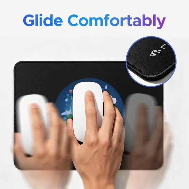 Alt view image 6 of 7 - Mouse Pad with Stitched Edge, Non-Slip Rubber Base, Comfortable Cloth, Washable Mousepad for Gaming, Computers, Laptop, Office, Work, Home, 11.5 x 9 inch, Black