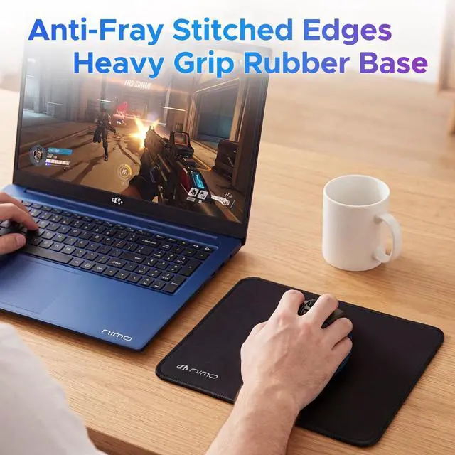 Alt view image 7 of 7 - Mouse Pad with Stitched Edge, Non-Slip Rubber Base, Comfortable Cloth, Washable Mousepad for Gaming, Computers, Laptop, Office, Work, Home, 11.5 x 9 inch, Black