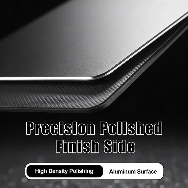 Alt view image 3 of 7 - Hard Metal Mouse Pad for Desk, Aluminum Mouse Pad with Stable Rubber Base, Firm Mousepad Gaming Mousepad No Smell Waterproof Fast and Accurate Mouses Control for Travel and Home Office (Black)