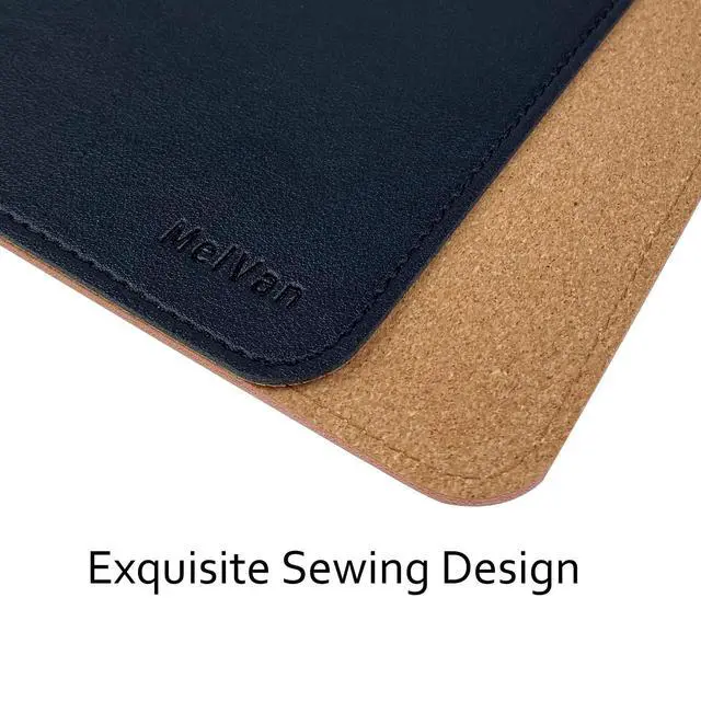 Alt view image 4 of 7 - PU Leather Mouse Pad with Stitched Edge, Wood Mousepad, Waterproof Gaming Mouse Pad Mat for Computers, Laptop, Office & Home, 10.2" x 8.3", 1 Pack (Black)