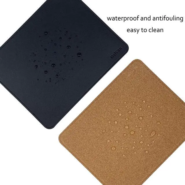 Alt view image 5 of 7 - PU Leather Mouse Pad with Stitched Edge, Wood Mousepad, Waterproof Gaming Mouse Pad Mat for Computers, Laptop, Office & Home, 10.2" x 8.3", 1 Pack (Black)