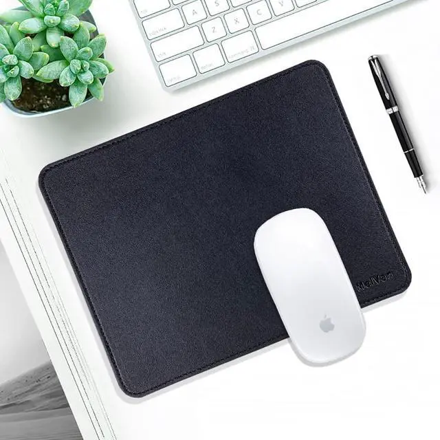 Alt view image 7 of 7 - PU Leather Mouse Pad with Stitched Edge, Wood Mousepad, Waterproof Gaming Mouse Pad Mat for Computers, Laptop, Office & Home, 10.2" x 8.3", 1 Pack (Black)