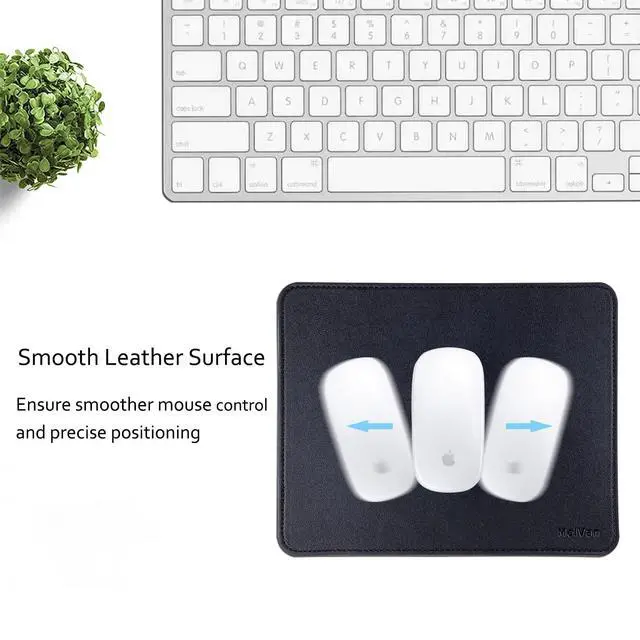 Alt view image 6 of 7 - PU Leather Mouse Pad with Stitched Edge, Wood Mousepad, Waterproof Gaming Mouse Pad Mat for Computers, Laptop, Office & Home, 10.2" x 8.3", 1 Pack (Black)