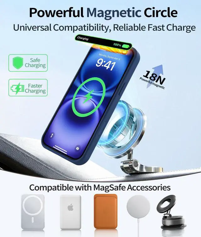 Alt view image 3 of 7 - Magnetic Case for iPhone 16, Shockproof Cover with Screen Protector