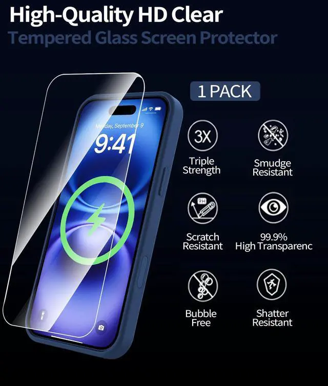Alt view image 6 of 7 - Magnetic Case for iPhone 16, Shockproof Cover with Screen Protector