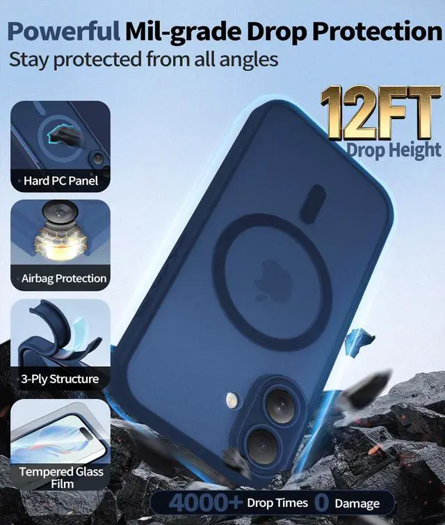 Alt view image 5 of 7 - Magnetic Case for iPhone 16, Shockproof Cover with Screen Protector