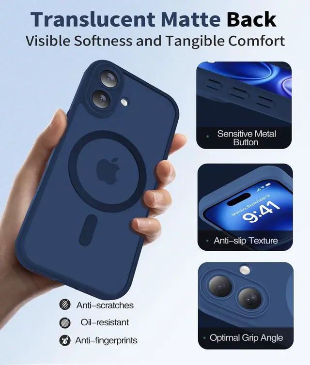 Alt view image 7 of 7 - Magnetic Case for iPhone 16, Shockproof Cover with Screen Protector