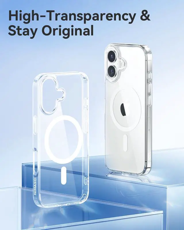 Alt view image 4 of 7 - for iPhone 16 Case, Compatible with MagSafe, Shockproof Military-Grade Protection Cover, Slim Anti-Yellowing and Anti-Scratch Megnetic Phone Case for iPhone 16 (6.1 inch), Clear