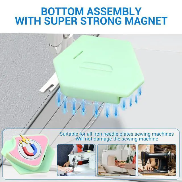 Alt view image 3 of 6 - 3Pcs Magnetic Seam Guide for Sewing Machine, Multifunctional Polygonal Hemmer Guide with Scale, Universal Sewing Accessories and Supplies (Polygonal Seam Guide)
