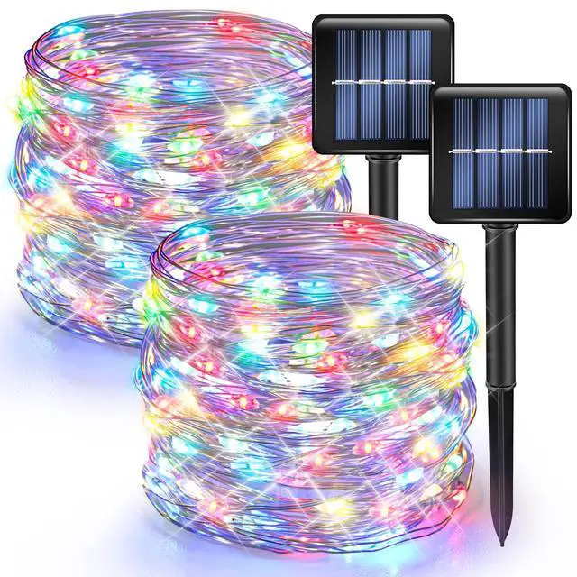 Main image of 2 Pack Solar String Lights Outdoor, Total 80FT 240LED Solar Powered Waterproof Fairy Lights 8 Modes, Copper Wire Lights for Christmas Patio Party Tree Yard Decoration (Multi-Colored)