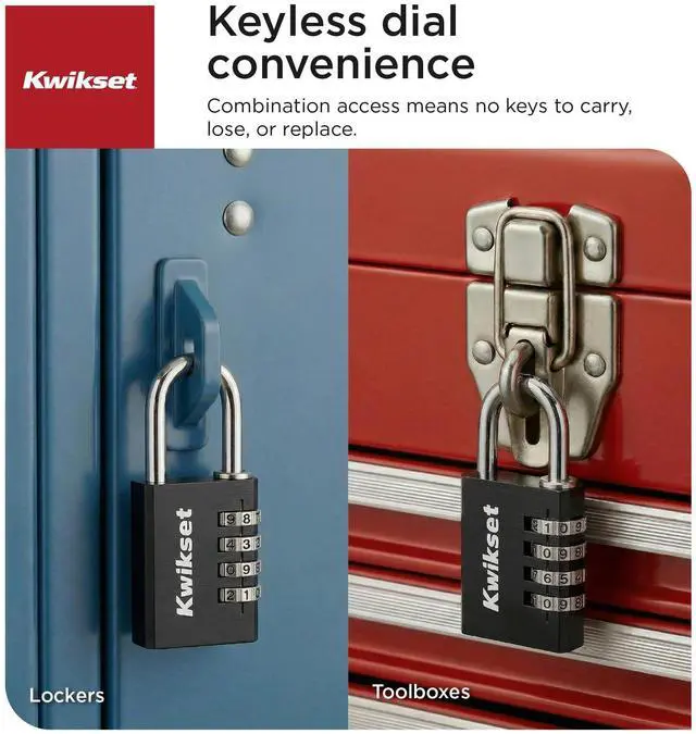 Alt view image 4 of 6 - Aluminum Combination Padlock, Resettable 4-Digit, 1-Pack, Black