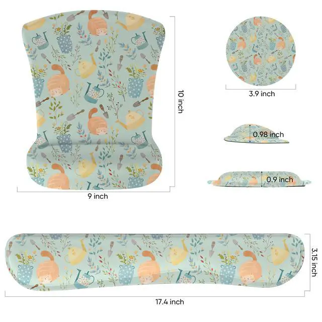 Alt view image 2 of 7 - Ergonomic Memory Foam Keyboard Mouse Pad Set with Wrist Rest Support,Non-Slip Hand Wrist Cushion for Laptop/Notebook/Desktop/Computer/Gaming/Office,Easy Typing& Pain Relief (Ginger Cats)