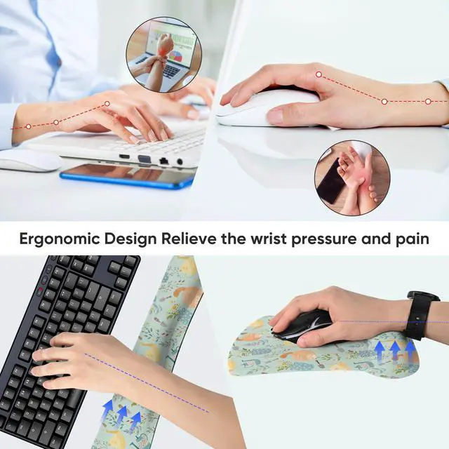 Alt view image 4 of 7 - Ergonomic Memory Foam Keyboard Mouse Pad Set with Wrist Rest Support,Non-Slip Hand Wrist Cushion for Laptop/Notebook/Desktop/Computer/Gaming/Office,Easy Typing& Pain Relief (Ginger Cats)