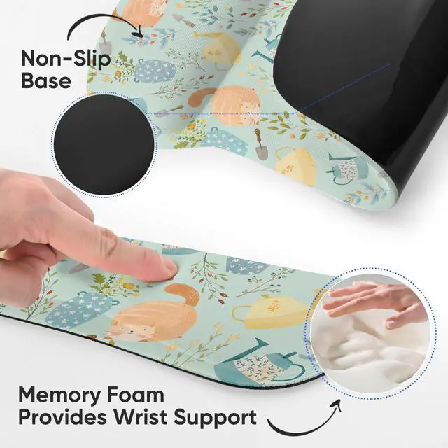 Alt view image 7 of 7 - Ergonomic Memory Foam Keyboard Mouse Pad Set with Wrist Rest Support,Non-Slip Hand Wrist Cushion for Laptop/Notebook/Desktop/Computer/Gaming/Office,Easy Typing& Pain Relief (Ginger Cats)