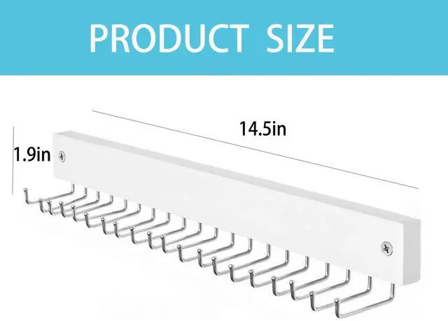 Alt view image 2 of 5 - Wall-Mounted Belt Hanger, Wood Rack with 20 Rotating Hooks