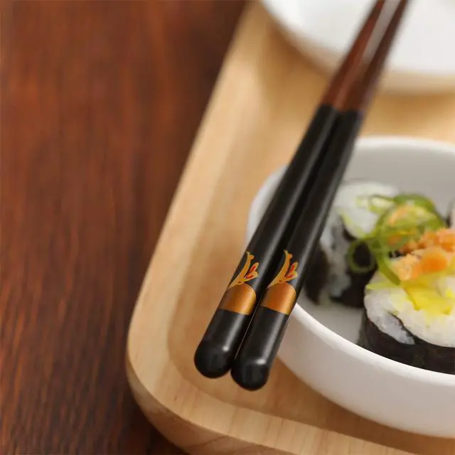 Alt view image 2 of 7 - Japanese Natural Wood Chopstick Set Reusable Classic Style Chopsticks Non-slip Design Chop Sticks 5 Pairs Gift Set