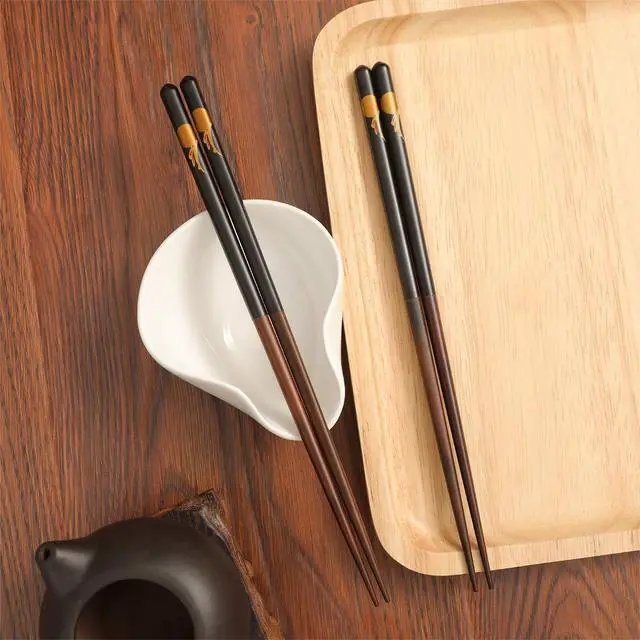 Alt view image 6 of 7 - Japanese Natural Wood Chopstick Set Reusable Classic Style Chopsticks Non-slip Design Chop Sticks 5 Pairs Gift Set