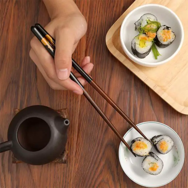Alt view image 7 of 7 - Japanese Natural Wood Chopstick Set Reusable Classic Style Chopsticks Non-slip Design Chop Sticks 5 Pairs Gift Set