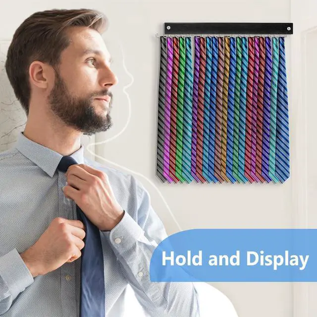 Alt view image 6 of 7 - Tie Rack Wall Mounted, Tie, Belt and Scarf Hanger 20 Hook, Tie and Belt Organizer