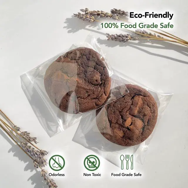 Alt view image 5 of 6 - 4 x 4 Inch Cellophane Bags 200 Pack Clear Self-Sealing Resealable Treat Bags for Cookies, Candy, Pastries, Party Favors, Square Cello Packaging