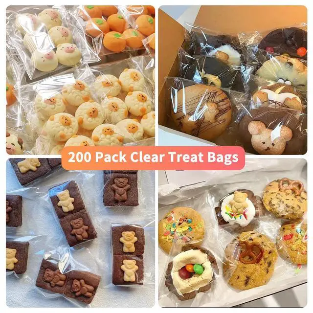 Alt view image 5 of 7 - Cookie Bags with Seal, 200 Pcs 5x6 Inch Clear Self Sealing Cellophane Bags for Cookie Packaging Resealable Cello Treat Bag Plastic Individual Cookies Bag for Gift Giving Favors Candy Wrappers