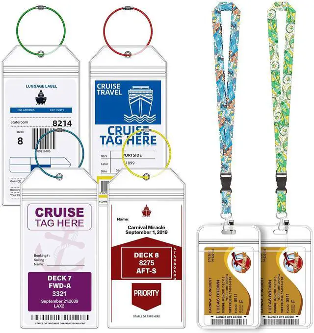Main image of Cruise Luggage Tag Holders & Lanyards for Carnival, 6-Piece Set