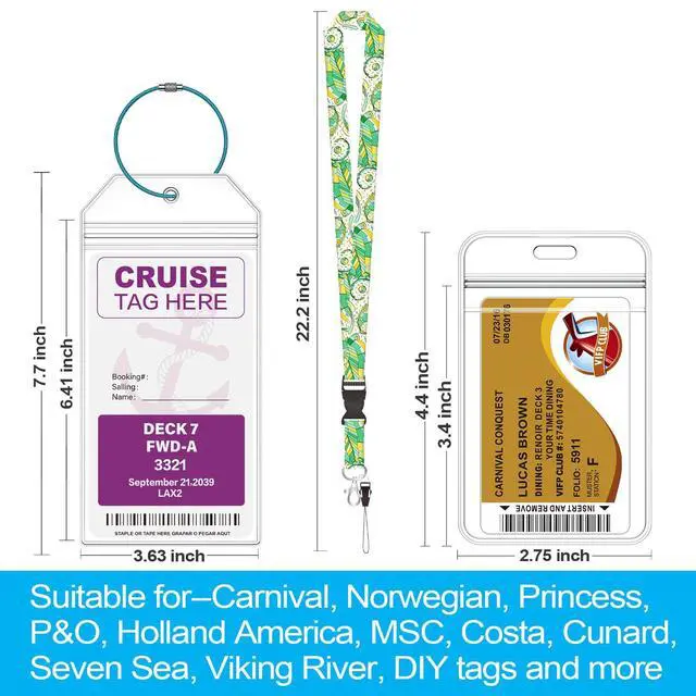 Alt view image 2 of 7 - Cruise Luggage Tag Holders & Lanyards for Carnival, 6-Piece Set