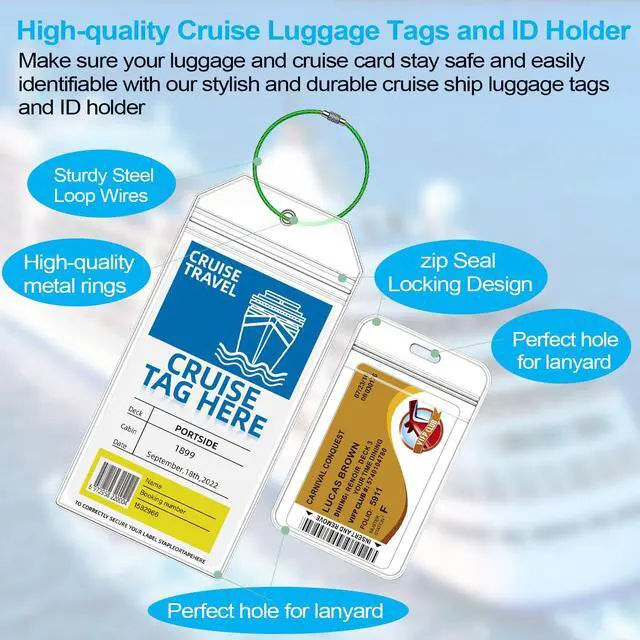 Alt view image 3 of 7 - Cruise Luggage Tag Holders & Lanyards for Carnival, 6-Piece Set