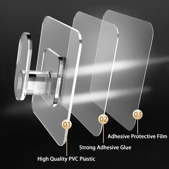 Alt view image 4 of 7 - Drill Free Wall Hooks for Towels & Robe, 10 Pack, Adhesion - Shower Hanger Hook Stick on Wall for Bathroom