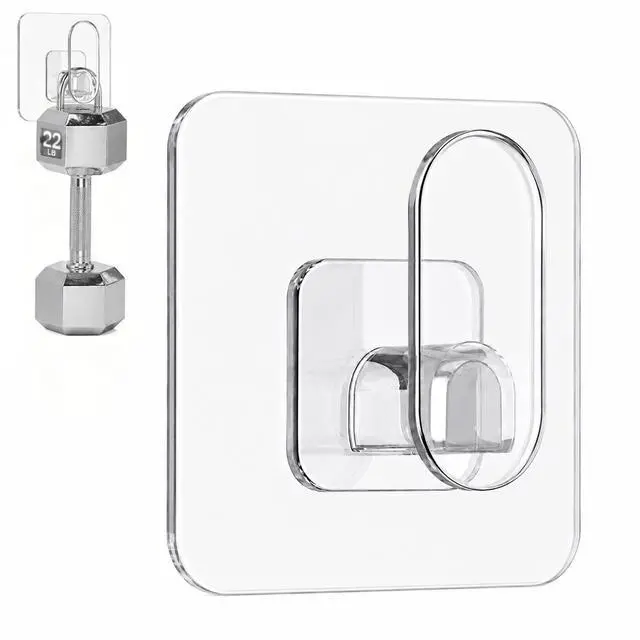 Main image of 18 Pack Adhesive Wall Hooks for Hanging Heavy Duty 22lb(Max), Upgraded Clear PC No Drill Towel Hooks, Waterproof Sticky Hangers for Home, Bathroom, Kitchen, Shower, Keys, Office & Outdoor