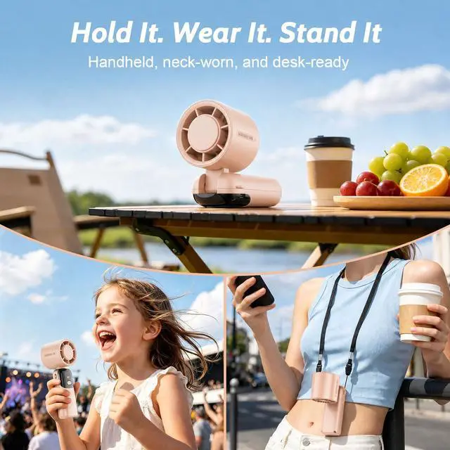 Alt view image 7 of 7 - 5000mAh Portable Handheld Fan, USB-C Rechargeable Mini Fan with 100 Speeds