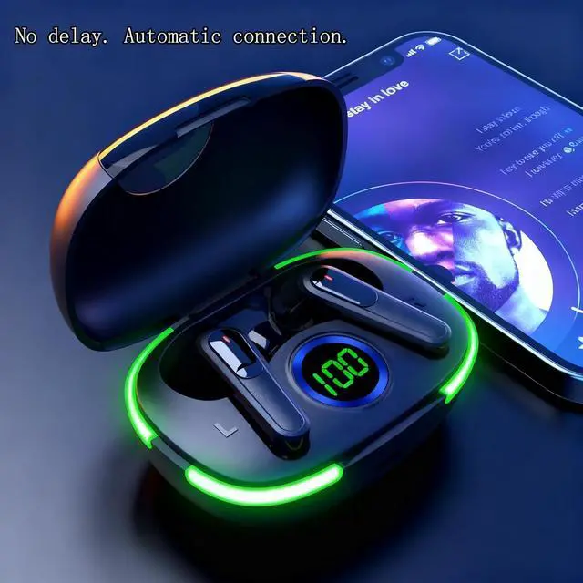 Alt view image 3 of 7 - Wireless Earbuds Bluetooth Headphones 50H Playback Touch Control Noise Cancellation LED Power Display Charging Case IPX7 Waterproof Earphones with Mic Headset Gym Work