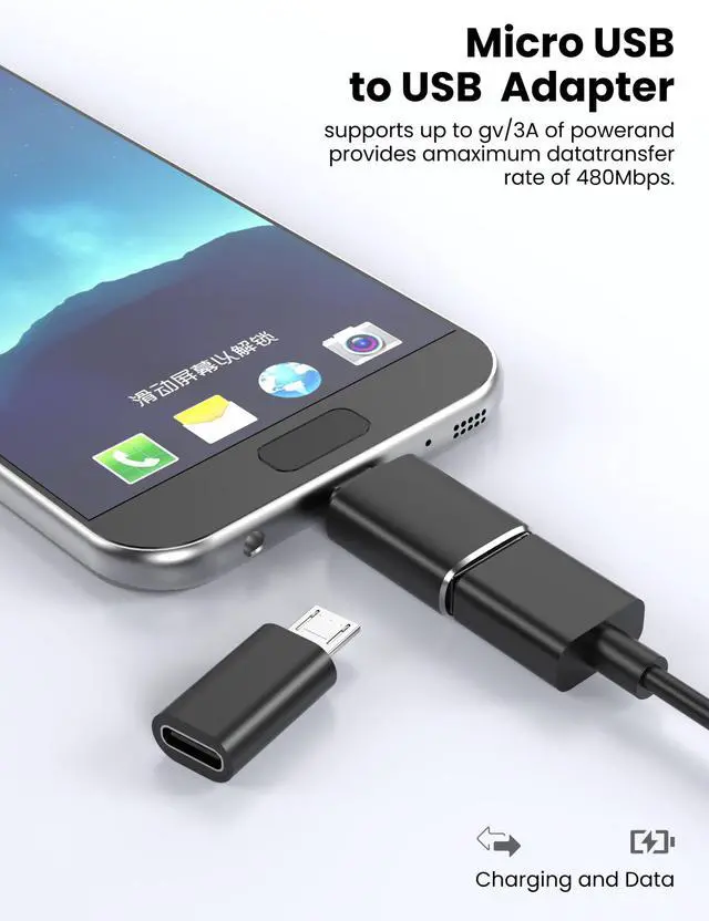 Alt view image 2 of 6 - 10 Pack USB C to Micro USB Adapter&USB to Micro USB Adapter