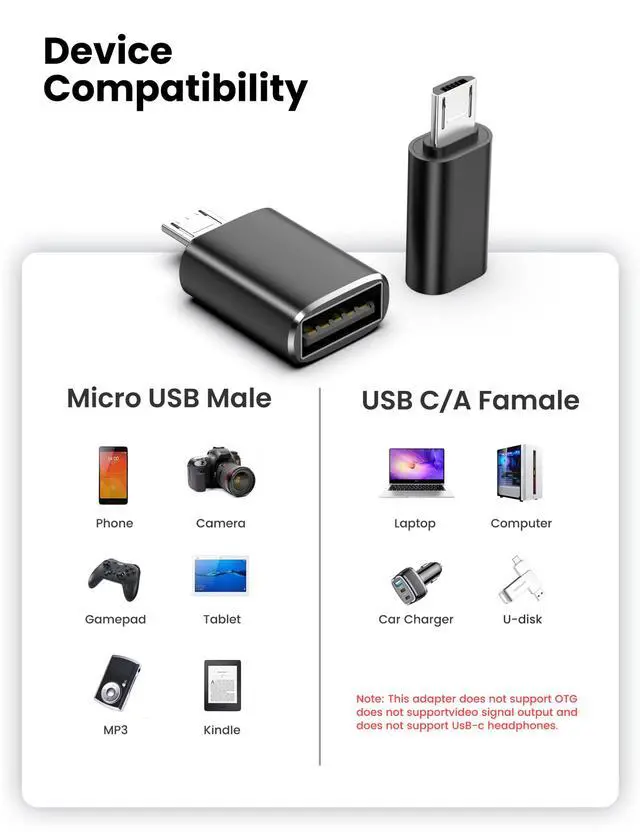 Alt view image 5 of 6 - 10 Pack USB C to Micro USB Adapter&USB to Micro USB Adapter