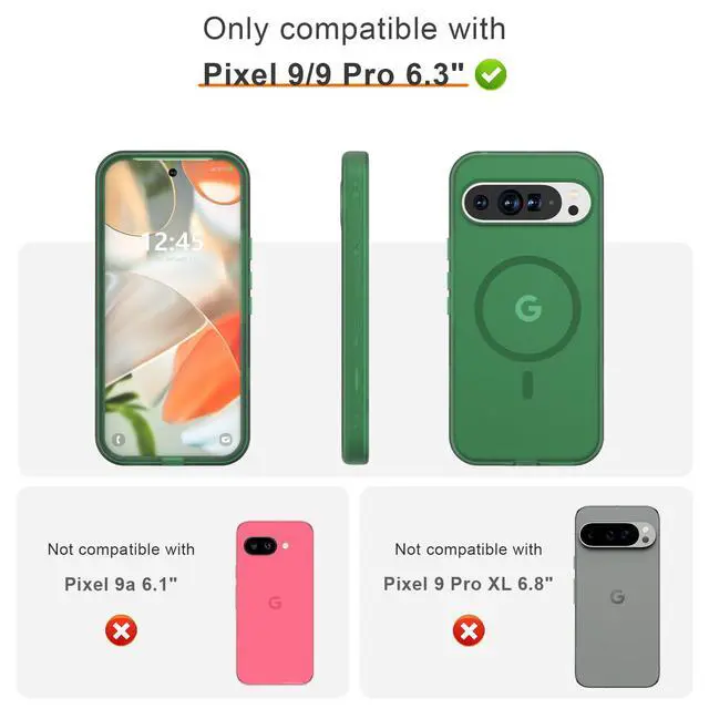 Alt view image 2 of 7 - for Google Pixel 9 Pro XL Case,Magnetic Matte Shockproof Deep Green