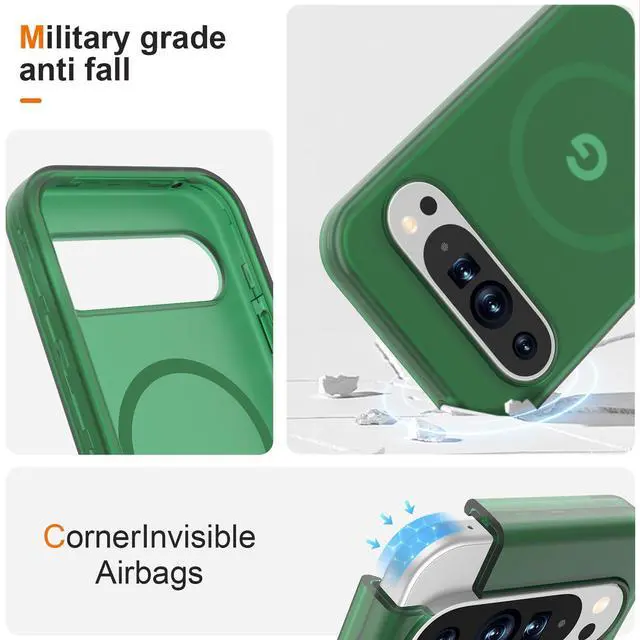 Alt view image 3 of 7 - for Google Pixel 9 Pro XL Case,Magnetic Matte Shockproof Deep Green