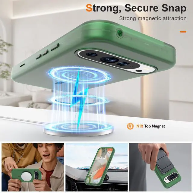 Alt view image 5 of 7 - for Google Pixel 9 Pro XL Case,Magnetic Matte Shockproof Deep Green