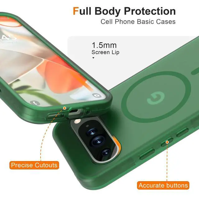 Alt view image 6 of 7 - for Google Pixel 9 Pro XL Case,Magnetic Matte Shockproof Deep Green