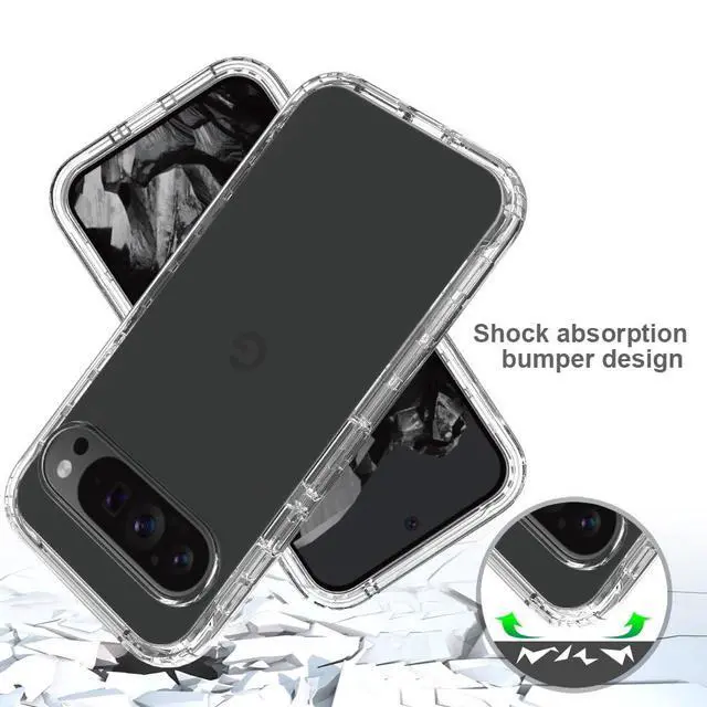 Alt view image 4 of 6 - for Google Pixel 9 Pro XL Case Hybrid Drop Protection Clear Case Heavy Duty Hard Rugged Anti-Slip Bumper Anti-Scratch Armor Protective Phone Cover Transparent