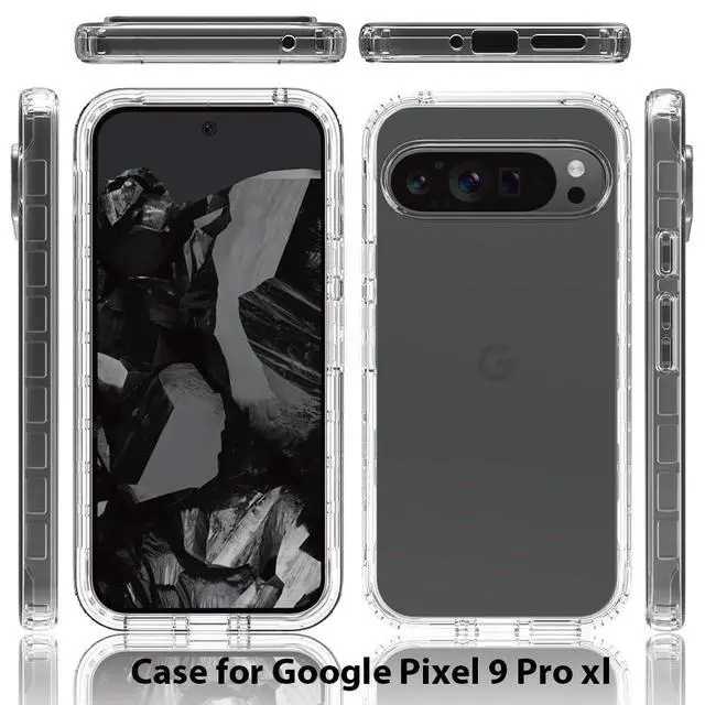 Alt view image 6 of 6 - for Google Pixel 9 Pro XL Case Hybrid Drop Protection Clear Case Heavy Duty Hard Rugged Anti-Slip Bumper Anti-Scratch Armor Protective Phone Cover Transparent