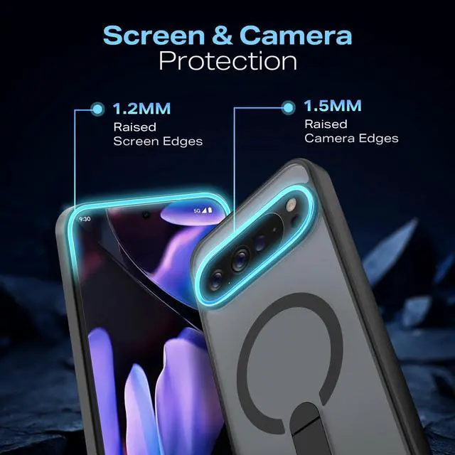 Alt view image 6 of 7 - Magnetic Kickstand Case for Google Pixel 9 Pro XL /10 Pro XL Black