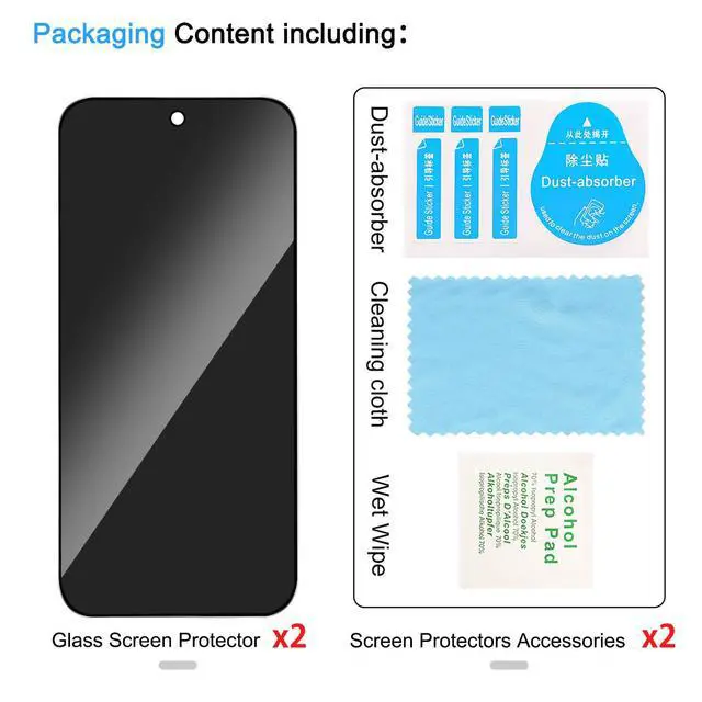 Alt view image 7 of 7 - 2 Pack Privacy Screen Protector for Google Pixel 9 Pro XL 6.8 inch