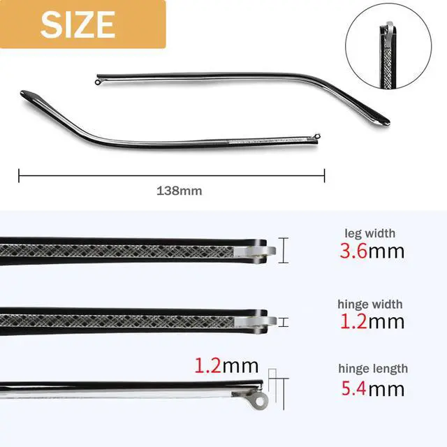 Alt view image 5 of 7 - Glasses Replacement Temple, Eyeglass Arms Legs, Glasses Repair Kit Universal Eyeglasses Replacement with Screws(black)