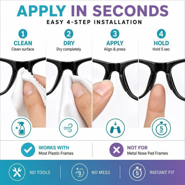 Alt view image 6 of 7 - Nose Pads 1.3mm X-Thin 18mm Standard 5 Pairs Glasses Nose Pads