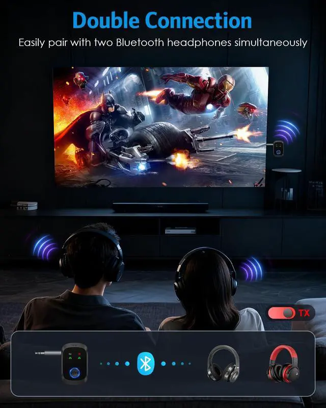 Alt view image 3 of 7 - Bluetooth 5.4 Transmitter Receiver, 2-in-1 Car AUX Adapter